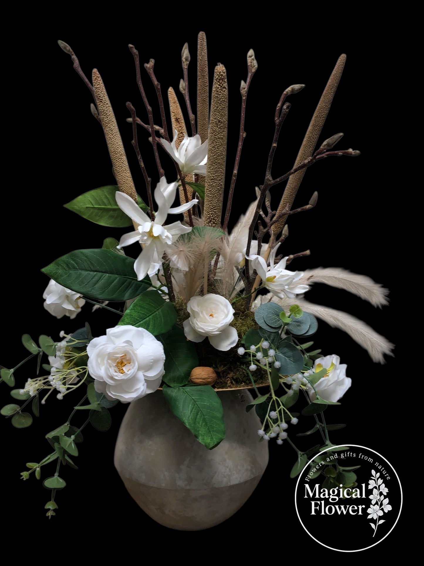 Bloemstuk zijdenbloemen arrangement | Magnolia
