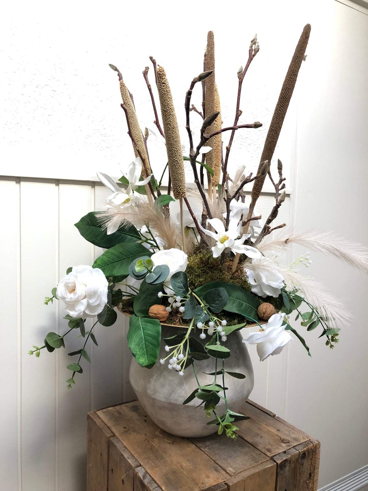 Bloemstuk zijdenbloemen arrangement | Magnolia