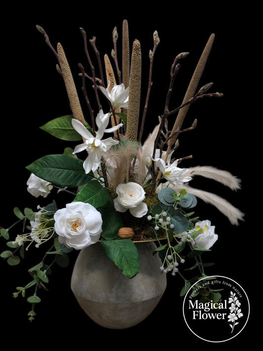 Bloemstuk zijdenbloemen arrangement | Magnolia