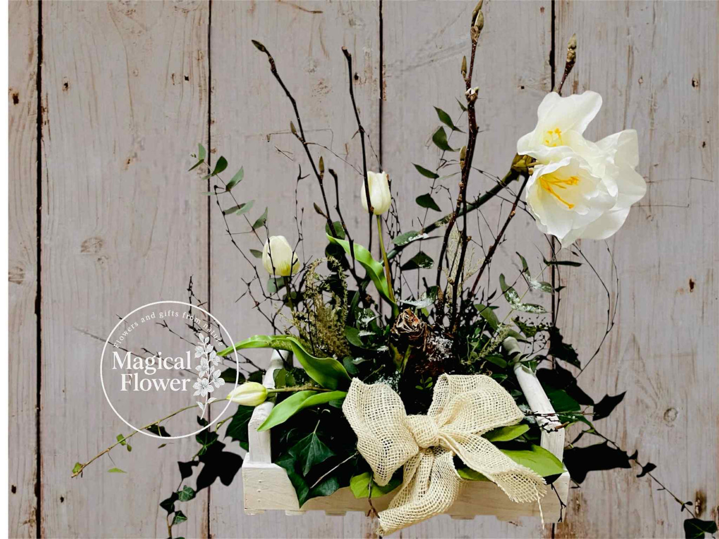 bloemschikken vooraar| bloemschikken voorjaar 2025| magical flower|bloemschikpakket| bloemschikpakketten|bloemschikken voorjaar thuis|DIY voorjaar| landelijk voorjaarstuk maken