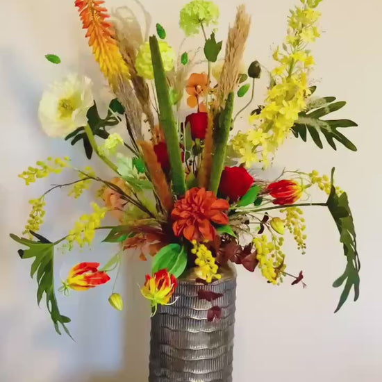 zijdenbloemenboeket| zijden boeket in hoge vaas|zijden bloemen boeket in hoge vaas| magical flower
