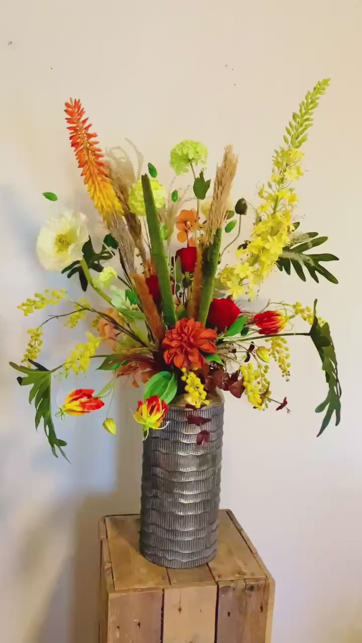 zijdenbloemenboeket| zijden boeket in hoge vaas|zijden bloemen boeket in hoge vaas| magical flower