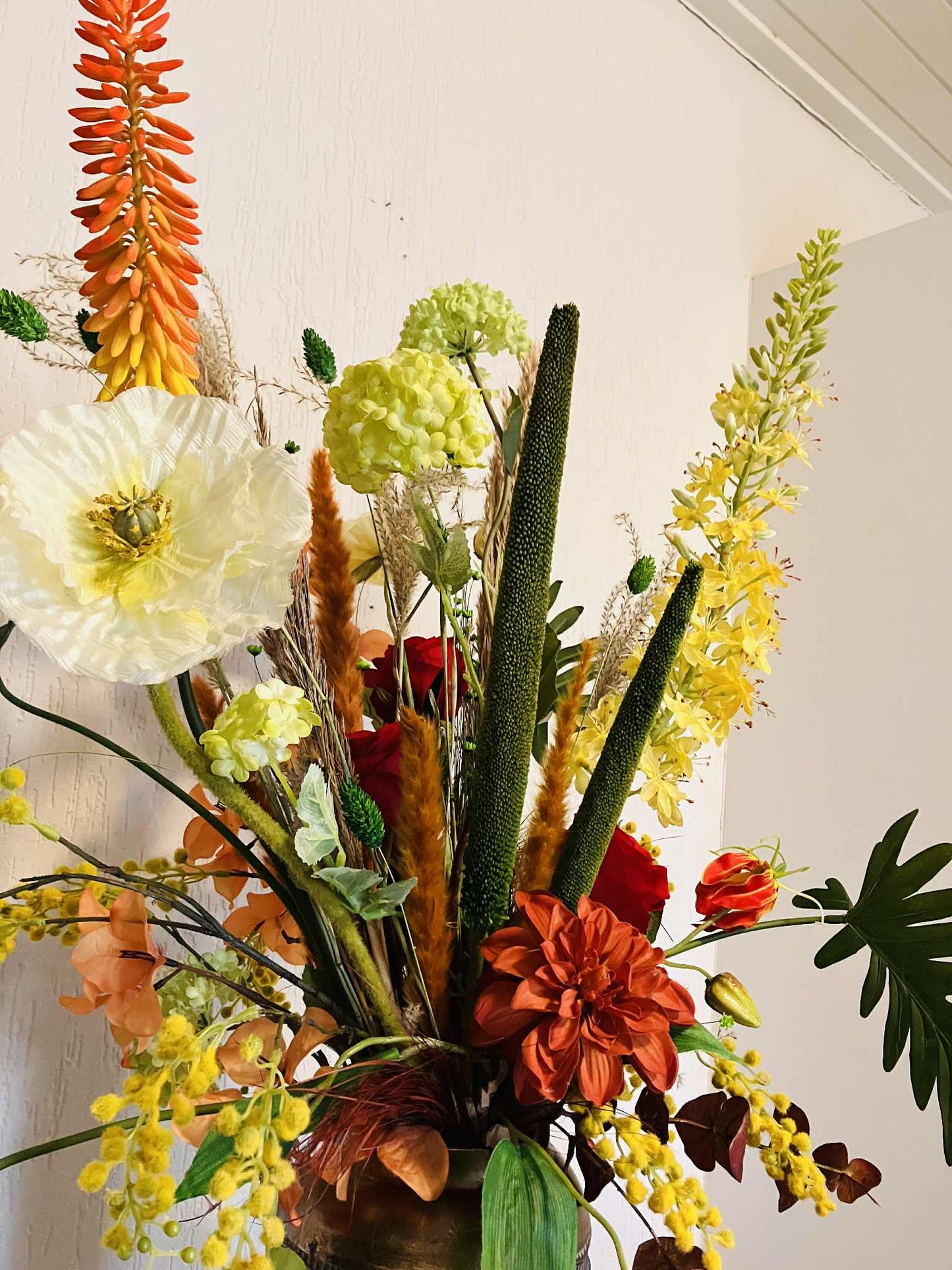 zijdenbloemenboeket| zijden boeket in hoge vaas|zijden bloemen boeket in hoge vaas| magical flower