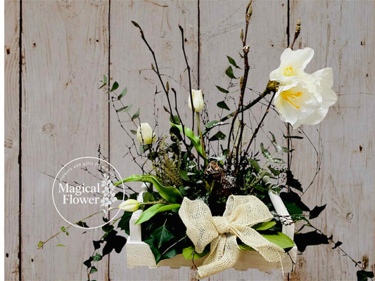 bloemschikken vooraar| bloemschikken voorjaar 2025| magical flower|bloemschikpakket| bloemschikpakketten|bloemschikken voorjaar thuis|DIY voorjaar| landelijk voorjaarstuk maken